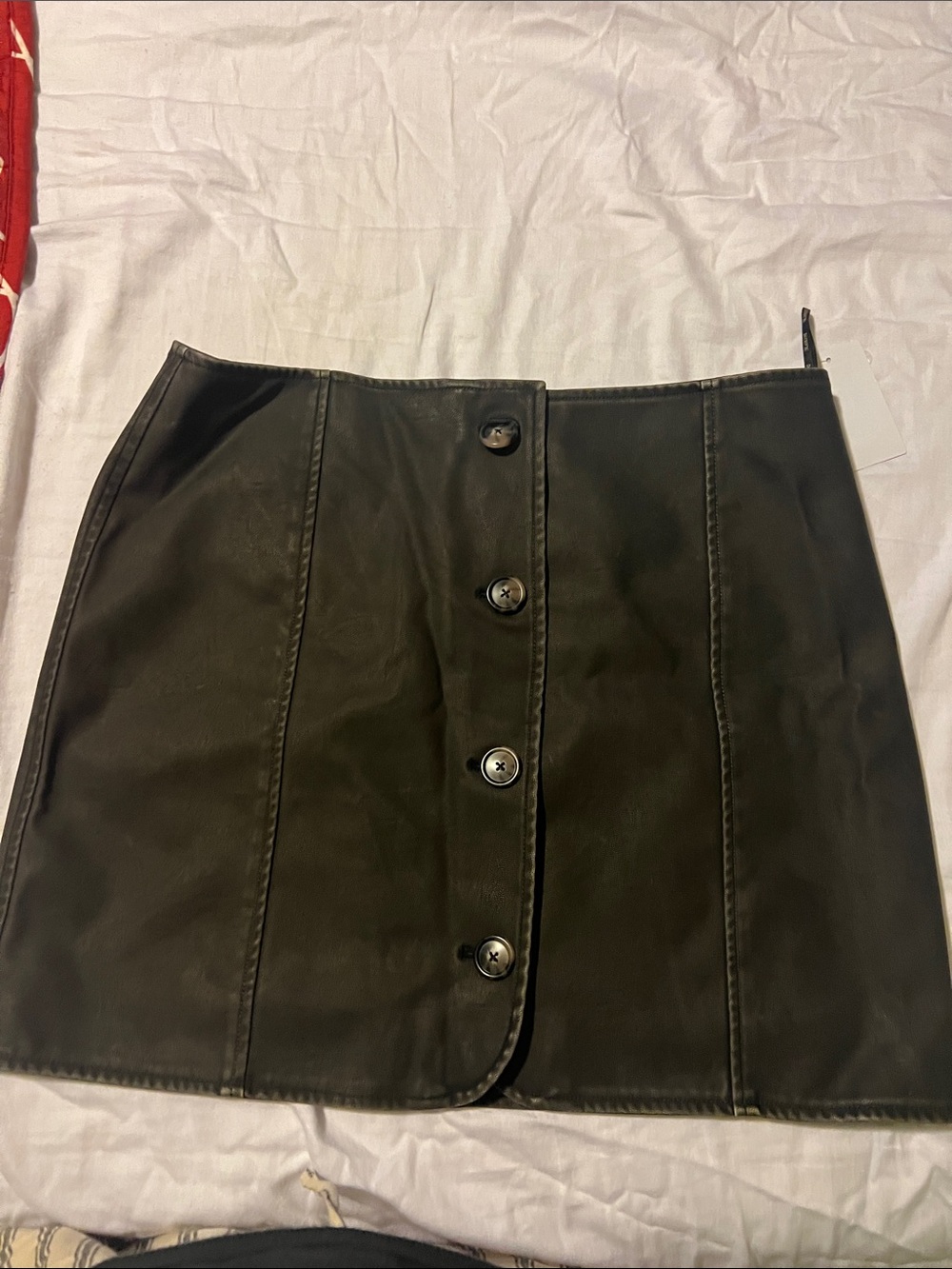 Blank NYC Black Faux Leather Button-Front Mini Skirt